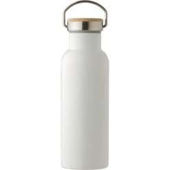Butelka termiczna 500 ml z nadrukiem Twojego logo, materiał: bambus, stal nierdzewna, stal, kolor: biały