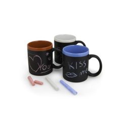 Kubek ceramiczny do rysowania 300 ml, kreda z nadrukiem Twojego logo, materiał: ceramika, kolor: neutralny Kubek ceramiczny do rysowania 300 ml, kreda z nadrukiem Twojego logo, materiał: ceramika, kolor: neutralny