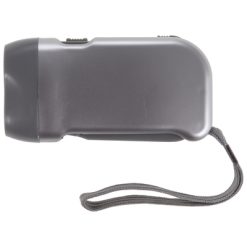 Latarka na dynamo 2 LED z nadrukiem Twojego logo, materiał: plastik, nylon, kolor: srebrny Latarka na dynamo 2 LED z nadrukiem Twojego logo, materiał: plastik, nylon, kolor: srebrny