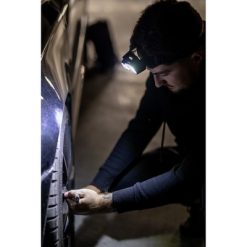 Latarka na głowę ze światłem LED i COB | Chad z nadrukiem Twojego logo, materiał: plastik, guma, kolor: czarny Latarka na głowę ze światłem LED i COB | Chad z nadrukiem Twojego logo, materiał: plastik, guma, kolor: czarny