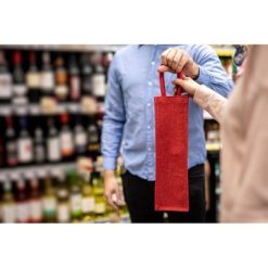 Jutowa torba na butelkę | Paige z nadrukiem Twojego logo, materiał: juta, kolor: czerwony Jutowa torba na butelkę | Paige z nadrukiem Twojego logo, materiał: juta, kolor: czerwony