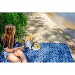 Koc piknikowy Air Gifts | Stanley z nadrukiem Twojego logo, materiał: peva, polar, kolor: granatowy Koc piknikowy Air Gifts | Stanley z nadrukiem Twojego logo, materiał: peva, polar, kolor: granatowy