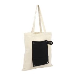 Bawełniana torba na zakupy, składana | Arlo z nadrukiem Twojego logo, materiał: bawełna, kolor: czarny