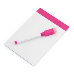 Tablica do pisania z magnesem na lodówkę, pisak, gumka z nadrukiem Twojego logo, materiał: plastik, papier, magnes, kolor: różowy