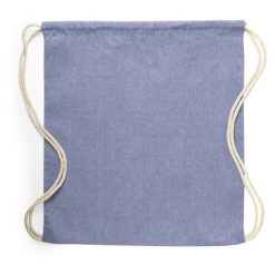 Worek ze sznurkiem z bawełny z recyklingu z nadrukiem Twojego logo, materiał: bawełna, kolor: niebieski