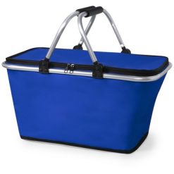 Koszyk na zakupy, składany, torba termoizolacyjna z nadrukiem Twojego logo, materiał: aluminium, poliester, kolor: niebieski Koszyk na zakupy, składany, torba termoizolacyjna z nadrukiem Twojego logo, materiał: aluminium, poliester, kolor: niebieski