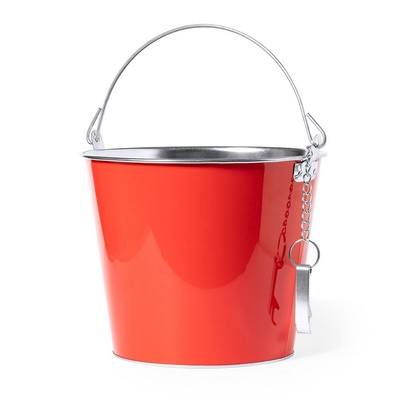 Cooler, wiaderko z nadrukiem Twojego logo, materiał: metal, kolor: czerwony