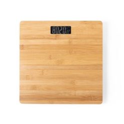 Bambusowa waga łazienkowa z nadrukiem Twojego logo, materiał: bambus, kolor: jasnobrązowy