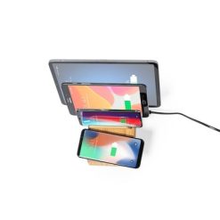 Bambusowa ładowarka bezprzewodowa 10W, stojak na telefon, stojak na tablet z nadrukiem Twojego logo, materiał: bambus, kolor: brązowy