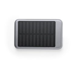 Power bank 4000 mAh, ładowarka słoneczna z nadrukiem Twojego logo, materiał: aluminium, kolor: srebrny