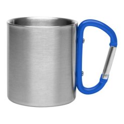 Metalowy kubek 210 ml z karabińczykiem | Easton z nadrukiem Twojego logo, materiał: stal nierdzewna, stal, kolor: niebieski