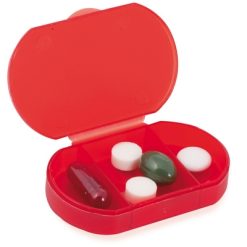 Pojemnik na tabletki z 3 przegrodami z nadrukiem Twojego logo, materiał: plastik, kolor: czerwony