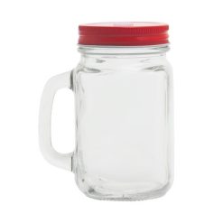 Słoik do picia 500 ml ze słomką z nadrukiem Twojego logo, materiał: szkło, kolor: czerwony Słoik do picia 500 ml ze słomką z nadrukiem Twojego logo, materiał: szkło, kolor: czerwony