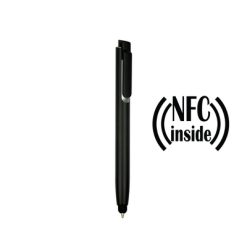 Długopis z chipem NFC, touch pen | Henrietta z nadrukiem Twojego logo, materiał: plastik, kolor: czarny