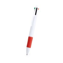 Długopis, wielokolorowy wkład z nadrukiem Twojego logo, materiał: plastik, kolor: czerwony