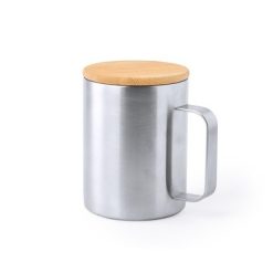 Kubek termiczny 350 ml z nadrukiem Twojego logo, materiał: bambus, stal nierdzewna, stal, kolor: srebrny Kubek termiczny 350 ml z nadrukiem Twojego logo, materiał: bambus, stal nierdzewna, stal, kolor: srebrny