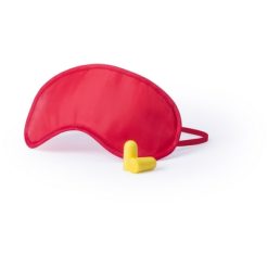 Zestaw podróżny, maska na oczy, zatyczki do uszu z nadrukiem Twojego logo, materiał: eva, mikrofibra, kolor: czerwony Zestaw podróżny, maska na oczy, zatyczki do uszu z nadrukiem Twojego logo, materiał: eva, mikrofibra, kolor: czerwony