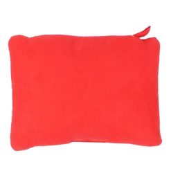 Poduszka podróżna 2 w 1, zagłówek podróżny z nadrukiem Twojego logo, materiał: pianka, spandex, zamsz, kolor: czerwony Poduszka podróżna 2 w 1, zagłówek podróżny z nadrukiem Twojego logo, materiał: pianka, spandex, zamsz, kolor: czerwony