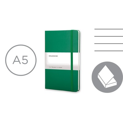 MOLESKINE Notatnik ok. A5 z nadrukiem Twojego logo, materiał: karton, papier, pp, kolor: zielony