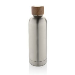 Butelka termiczna 500 ml Wood, stal nierdzewna z recyklingu z nadrukiem Twojego logo, materiał: pp, stal nierdzewna, stal, kolor: silver