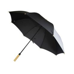 Parasol automatyczny RPET B'RIGHT | Oswald z nadrukiem Twojego logo, materiał: bambus, włókno szklane, rpet, pongee, kolor: czarny