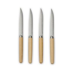 Zestaw noży do mięsa VINGA Retro z nadrukiem Twojego logo, materiał: drewno, stal nierdzewna, stal, kolor: srebrny