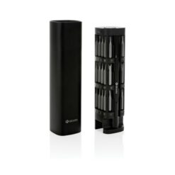 Śrubokręt Gear X, 56 końcówek, aluminium z recyklingu z nadrukiem Twojego logo, materiał: aluminium, kolor: czarny Śrubokręt Gear X, 56 końcówek, aluminium z recyklingu z nadrukiem Twojego logo, materiał: aluminium, kolor: czarny