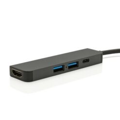 Hub USB 3.0 i USB typu C Terra, wejście HDMI 4K, RABS z nadrukiem Twojego logo, materiał: aluminium, kolor: szary