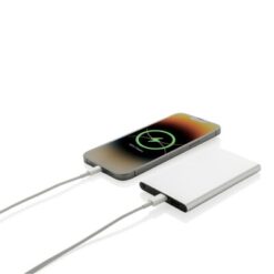 Power bank 4000 mAh z aluminium z recyklingu z nadrukiem Twojego logo, materiał: aluminium, kolor: srebrny