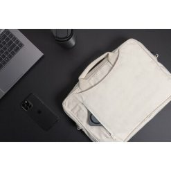 Torba na laptopa 15,4" AWARE™ Laluka, bawełna z recyklingu z nadrukiem Twojego logo, materiał: bawełna, kolor: biały Torba na laptopa 15,4" AWARE™ Laluka, bawełna z recyklingu z nadrukiem Twojego logo, materiał: bawełna, kolor: biały