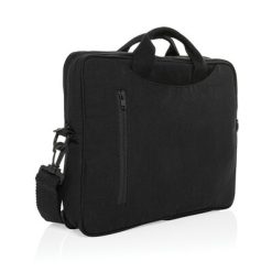 Torba na laptopa 15,4" AWARE™ Laluka, bawełna z recyklingu z nadrukiem Twojego logo, materiał: bawełna, kolor: czarny