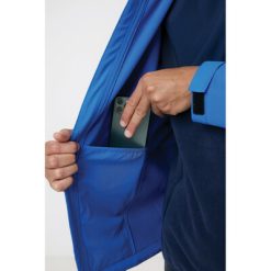 Męska kurtka softshell Iqoniq Makalu AWARE™ z nadrukiem Twojego logo, materiał: poliester, spandex, kolor: niebieski