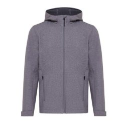 Męska kurtka softshell Iqoniq Makalu AWARE™ z nadrukiem Twojego logo, materiał: poliester, tpu, spandex, kolor: vulcano heather grey