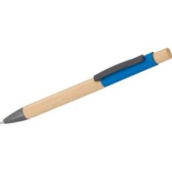 Bambusowy długopis z nadrukiem Twojego logo, materiał: metal, plastik, bambus, kolor: błękitny