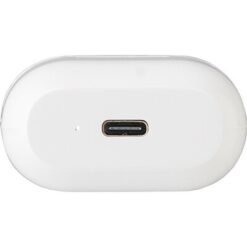 Bezprzewodowe słuchawki douszne z nadrukiem Twojego logo, materiał: plastik, kolor: biały Bezprzewodowe słuchawki douszne z nadrukiem Twojego logo, materiał: plastik, kolor: biały