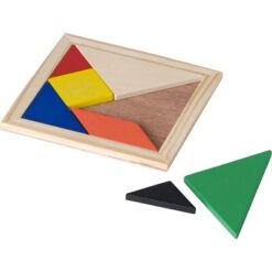 Puzzle tangram, 7 el. z nadrukiem Twojego logo, materiał: drewno, kolor: brązowy