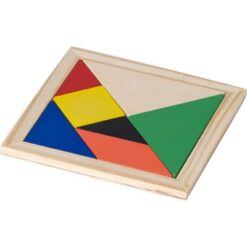 Puzzle tangram, 7 el. z nadrukiem Twojego logo, materiał: drewno, kolor: brązowy