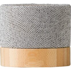 Głośnik bezprzewodowy 3W z RPET z nadrukiem Twojego logo, materiał: bambus, kolor: szary