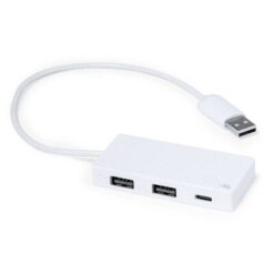 Hub USB i USB-C z ekstraktu z kamienia z nadrukiem Twojego logo, materiał: plastik, kolor: biały