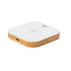Ładowarka bezprzewodowa 15W ze zrecyklingowanych kartoników po mleku z nadrukiem Twojego logo, materiał: karton, bambus, kolor: biały