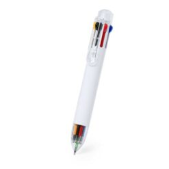 Długopis, wielokolorowy wkład z nadrukiem Twojego logo, materiał: plastik, kolor: biały