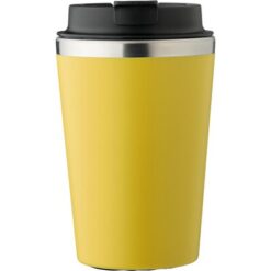 Kubek podróżny 350 ml z nadrukiem Twojego logo, materiał: pp, eva, stal nierdzewna, silikon, stal, kolor: żółty
