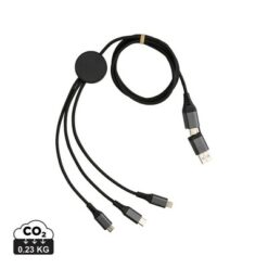 Kabel do ładowania 6 w 1 Terra z nadrukiem Twojego logo, materiał: aluminium, tpe, kolor: szary
