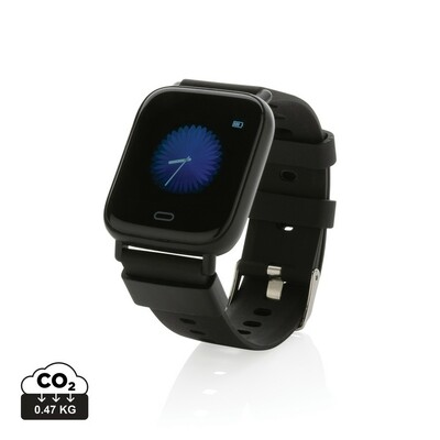 Monitor aktywności Fit Watch, TPE z recyklingu z nadrukiem Twojego logo, materiał: plastik, tpe, kolor: czarny Monitor aktywności Fit Watch, TPE z recyklingu z nadrukiem Twojego logo, materiał: plastik, tpe, kolor: czarny