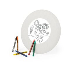 Frisbee do kolorowania, kredki z nadrukiem Twojego logo, materiał: plastik, słoma pszeniczna, kolor: neutralny