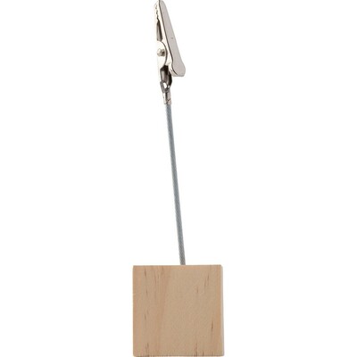 Drewniany uchwyt na notatki lub zdjęcia z nadrukiem Twojego logo, materiał: metal, drewno, kolor: brązowy Drewniany uchwyt na notatki lub zdjęcia z nadrukiem Twojego logo, materiał: metal, drewno, kolor: brązowy