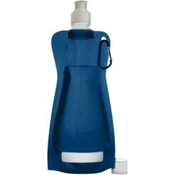 Składany bidon 420 ml z karabińczykiem z nadrukiem Twojego logo, materiał: pp, pe, pa, kolor: granatowy Składany bidon 420 ml z karabińczykiem z nadrukiem Twojego logo, materiał: pp, pe, pa, kolor: granatowy
