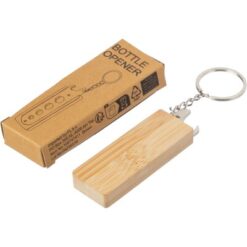 Brelok do kluczy, otwieracz do butelek z nadrukiem Twojego logo, materiał: metal, bambus, kolor: brązowy Brelok do kluczy, otwieracz do butelek z nadrukiem Twojego logo, materiał: metal, bambus, kolor: brązowy