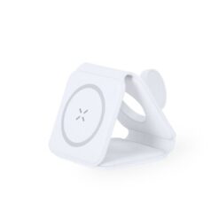 Składana magnetyczna ładowarka bezprzewodowa 15W, 3 w 1 z nadrukiem Twojego logo, materiał: plastik, kolor: biały Składana magnetyczna ładowarka bezprzewodowa 15W, 3 w 1 z nadrukiem Twojego logo, materiał: plastik, kolor: biały