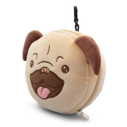 Pluszowy pies, zagłówek podróżny, maska na oczy | Atta z nadrukiem Twojego logo, materiał: plusz, kolor: beżowy